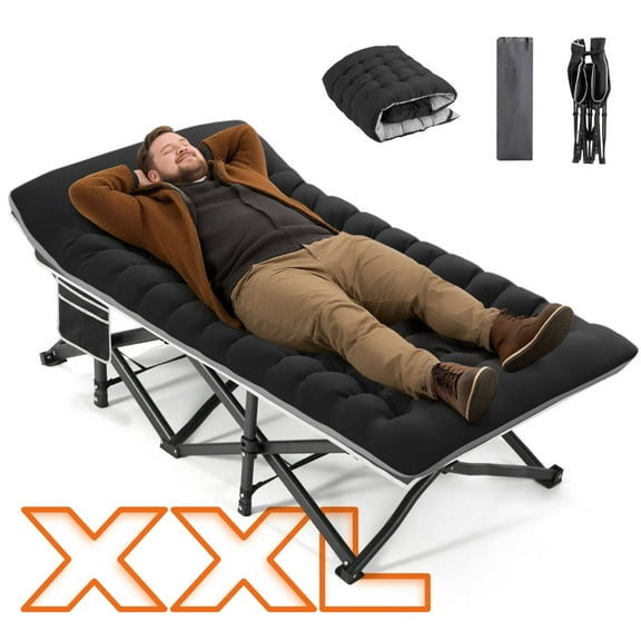 HABUTWAY Portable Camping Cot, 32" Extra Wide Camping Cots for Adults with Thick Mattress, Heavy Duty Sleeping Cot Holds Up to 600LBS, Cots for Sleeping, Rv, Beach, Patio, Office Naps