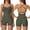 Army Green, variant on AEXTO Two Piece Workout Sets for Women Criss Cross Tank Top Matching V Cut Shorts Gym Yoga Active Wear Outfits with Pocket
