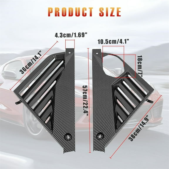 Yassdwbn 1 Pair Carbon Fiber Look Engine Bay Panel Cover For Chevy Corvette C8 2020-2024