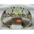 thumbnail image 3 of LBG British Made VINTAGE style Solid 10K White Gold Natural Fiery Opal Trilogy Ring, 3 of 6