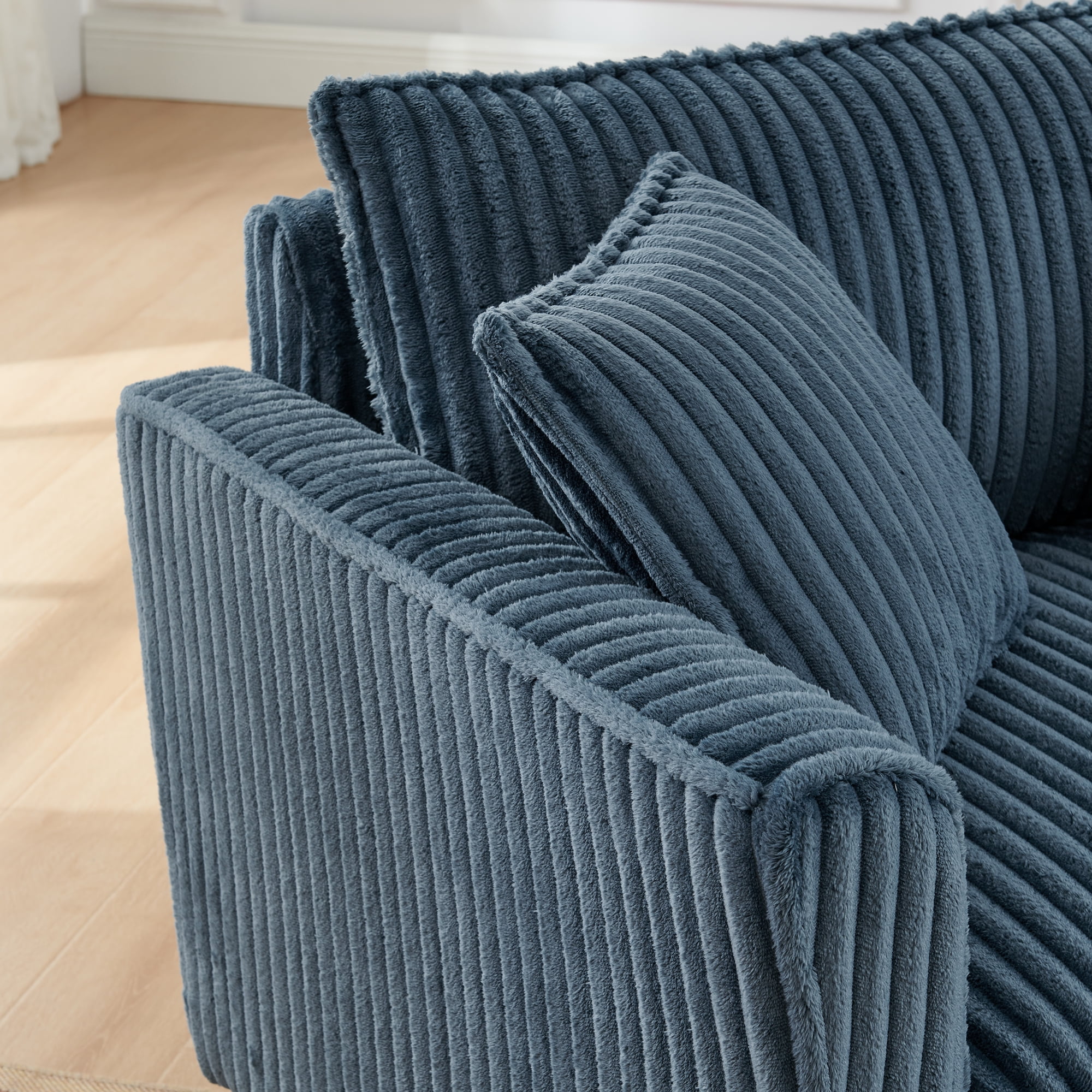 Leumius Accent Chair Armchair,Comfy Upholstered Single Sofa Chair with 2 Pillow for Living Room,Bedroom,Blue