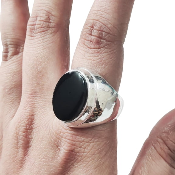 Black Onyx Mans Ring, Natural Flat Black Onyx Ring, December Birthstone, Silver Jewelry, 925 Silver Ring, Heavy Mens Ring, Arabic Design, Ottoman Style Ring, Christmas, Wedding Mens Signet Ring