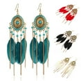 thumbnail image 2 of Xinyolin Vintage Golden Chain Feather Tassel Pendant Hook Earrings, Casual Charm Jewelry, 2 of 7
