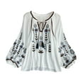 thumbnail image 2 of Blusa bordada para mujer, estilo informal, con bordado floral, manga larga Blanco, 2 of 9