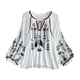 thumbnail image 2 of Blusa bordada para mujer, cómoda, informal, elegante, con mangas globo Blanco, 2 of 9