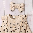 thumbnail image 6 of TOWED22 Baby Girl Clothing 3-Piece Outfits Fall Winter Long Sleeve Round Neck Bodysuit Romper + Floral Pants Headband Jumpsuit Set(Khaki,0-3 M), 6 of 6