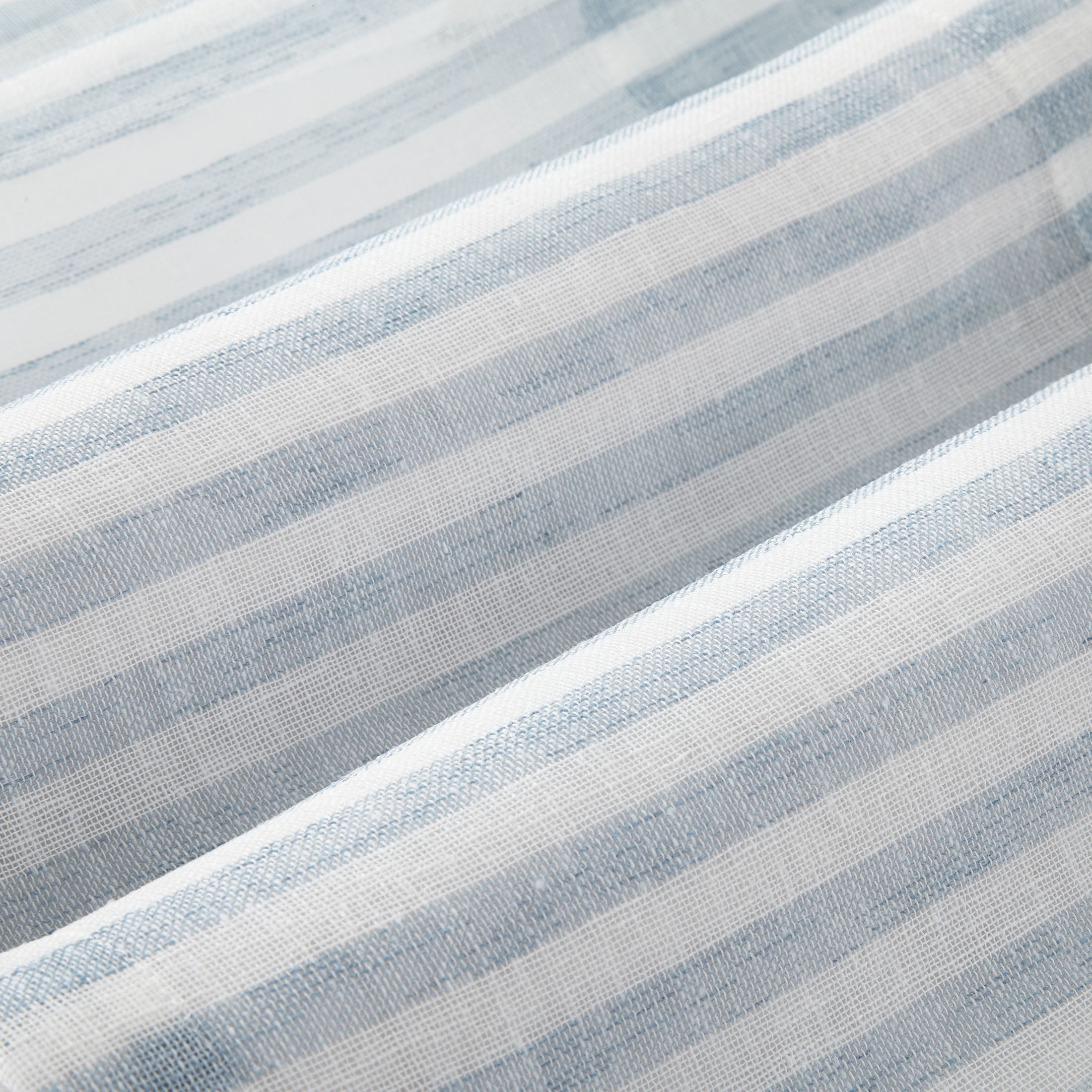 Mainstays Light Filtering Rod Pocket Stripe Curtain Tier and Valance Set, 3pc, 56"x36", Light Blue