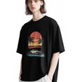 thumbnail image 3 of Camisetas para hombre, camisetas de manga corta con paisaje de coche y atardecer, camisetas de cuello redondo para hombre, 3 of 8