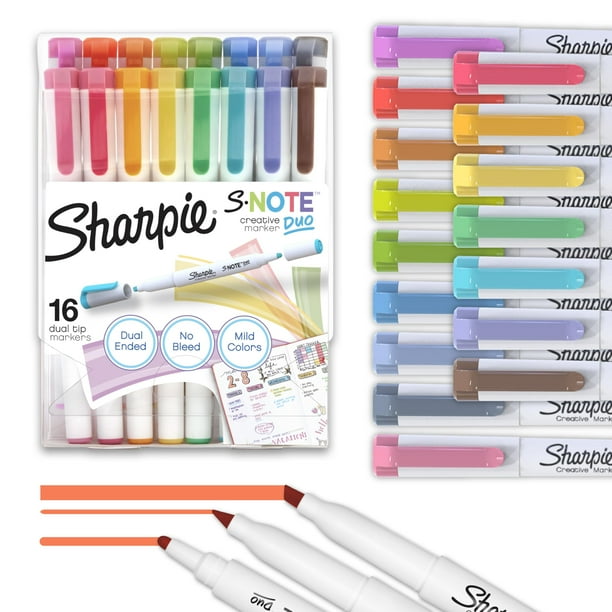 Juego de rotuladores SHARPIE S-Note Duo de doble punta, 16 colores + Stand-up