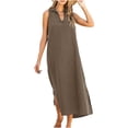 thumbnail image 2 of Antinious Women Solid V-Neck Sleeveless Pajamas Gentle Airy Comfy Summer Daily Wear, 2 of 5