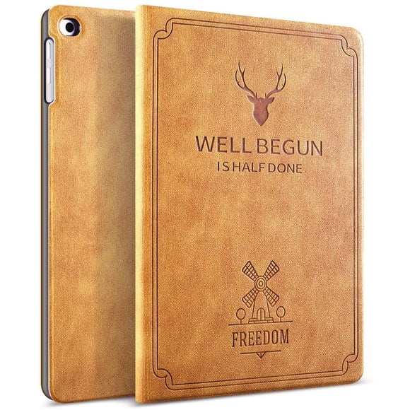 Coque pour iPad 9,7 Pouces 2018/2017 / Coque iPad Air/iPad Air 2, Support à Angle Libre Livre Vintage Résistant aux Chocs