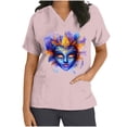 thumbnail image 3 of BiZtdJrK Mardi Gras Scrub Tops for Women Nursing Uniforms Casual V Neck Short Sleeve Tees Blouse Funny Printed Holiday Working Scrubs with Pockets Pink L Holiday Sales, 3 of 6