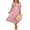 Pink, variant on Mialoley Women Midi Dress Solid Color V-Neck Tie Knot Front Ruched Short Sleeve Dress Summer Casual Dress A-line Dress