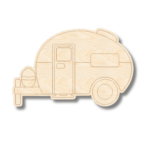 Unfinished Wood Etched Camper Shape 7" / 1/4"