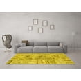thumbnail image 3 of Ahgly Company Indoor Round Patchwork Yellow Transitional Area Rugs, 4' Round, 3 of 4