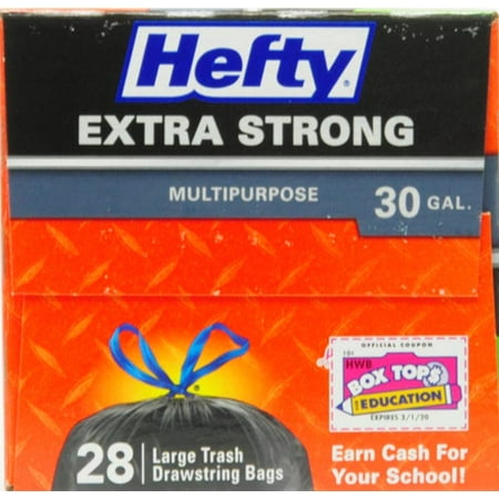 Hefty Cinch Sak Multipurpose Drawstring Trash Bags 30 Gallon, Black, 28 Ct