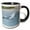 Black/White, variant on 3drose, Gray and White Seagull Prancing on Rocky Beach, 15oz Mug