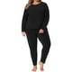 thumbnail image 1 of Conjunto de ropa interior térmica para mujer de tallas grandes Agnes Orinda, camiseta de manga larga forrada de felpa y leggings suaves, pantalones largos 2X en negro, 1 of 5
