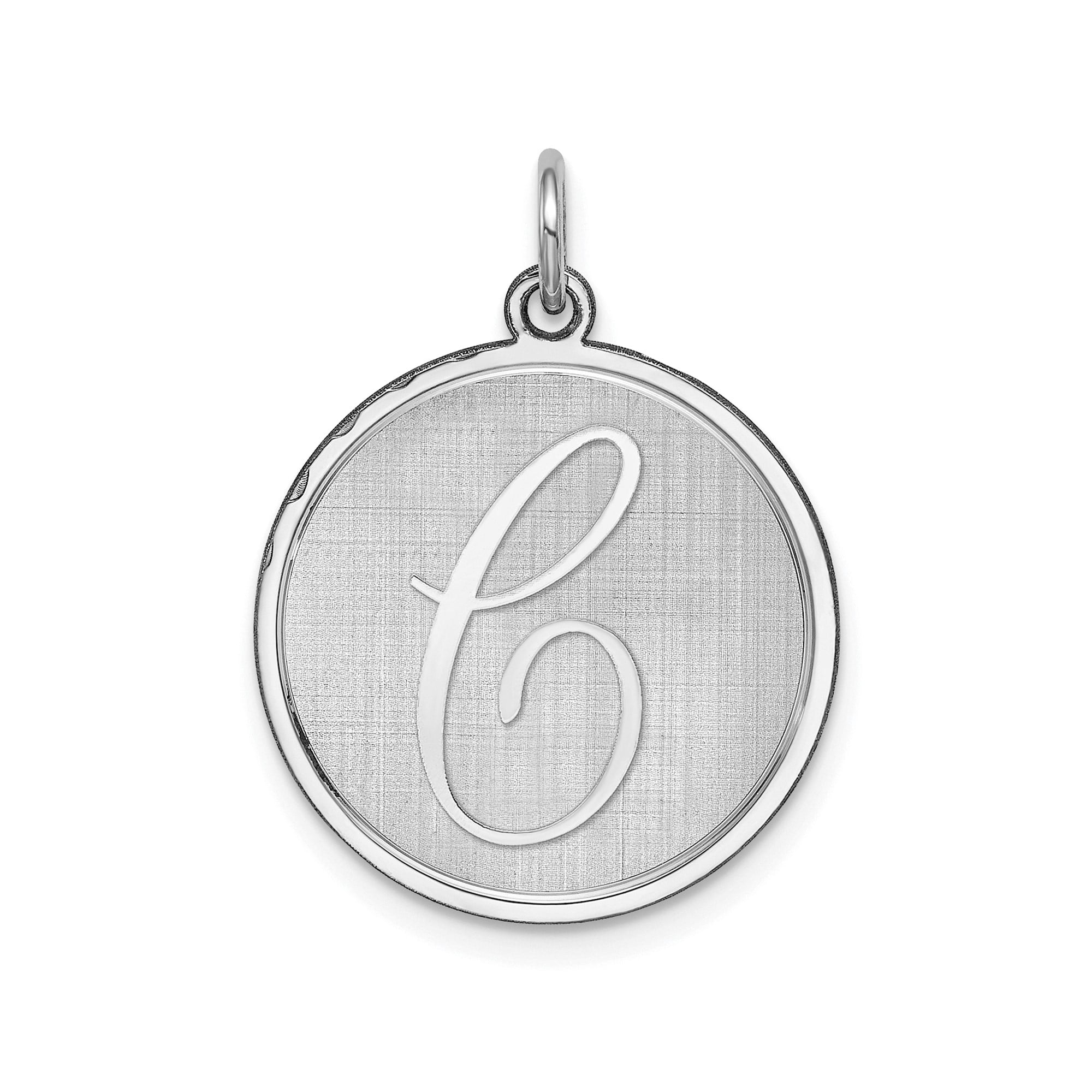 Sterling Silver Round Script C Initial Pendant Necklace, Monogram Charm Jewelry for Women or Unisex, Custom Alphabet Identity Accessory, Minimalist Personalized Style