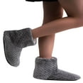 thumbnail image 2 of Couver Women Solid Color Super Soft Cozy House Booties Socks Slippers w/ Sherpa Lining, Gray, Medium / Large, 1 Pair, 2 of 3