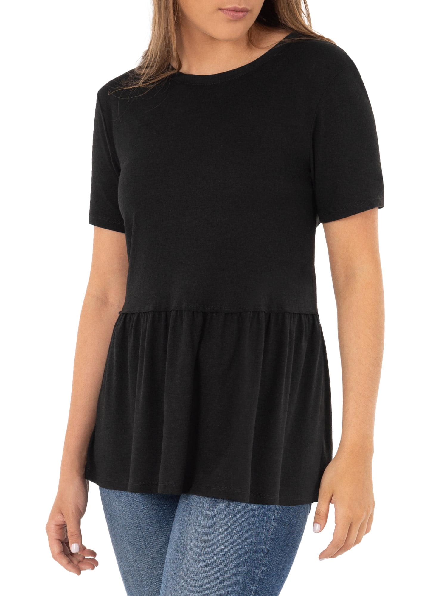 Wright's Womens Short Sleeve Peplum Waist Top