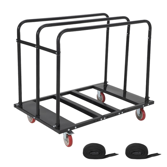 Carbon Steel Drywall Table Dolly Cart with 5 Inches Swivel Wheels, 1800Lbs Weight Limit Folding Table Cart, Heavy Duty Table Trolley for Garage, Warehouse, Hotel, Factory, Party Event, Furniture