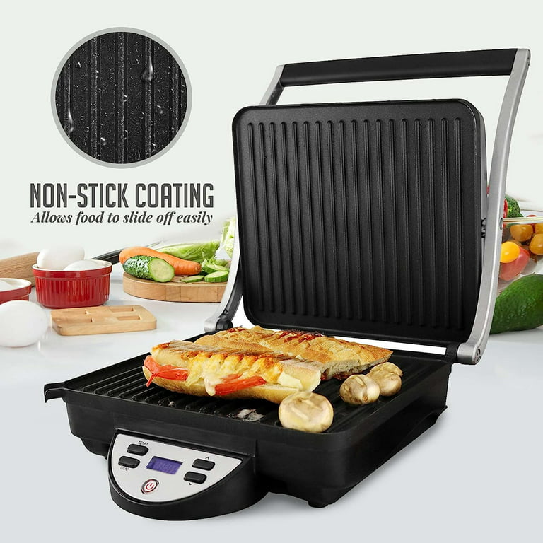 Ovente 3-in-1 Electric Sandwich Maker with Removable Non-Stick Plates -  Black 