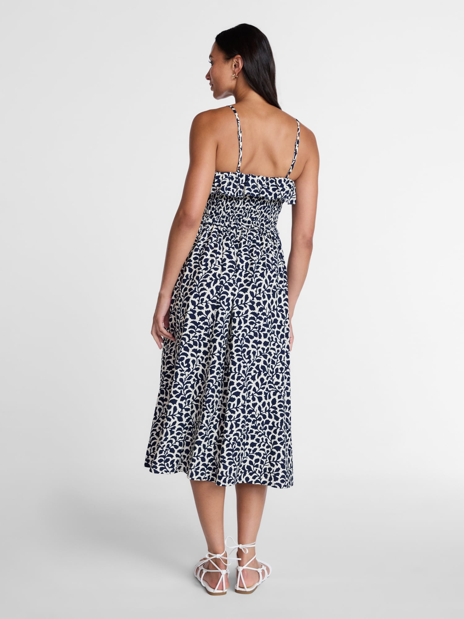 Time and Tru Women's Sleeveless Smocked Midi Dress, Sizes XS-XXXL
