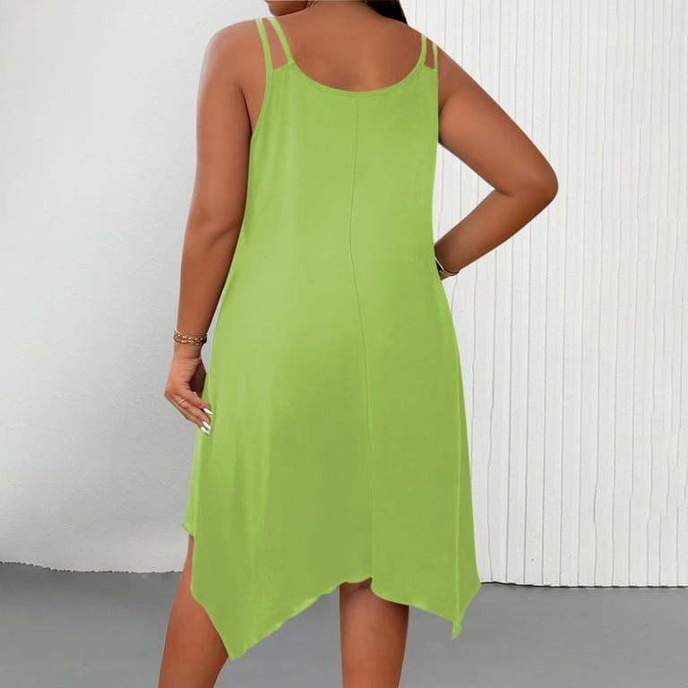 Blmnix Party Dresses for Women Sexy Plus Size Mini Slip Dress Under Dresses  Crew Neck Green Sleeveless Summer Dress,XXXXL - Walmart.com