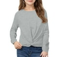 thumbnail image 2 of TFEOQRY Children Girls Hoodless Sweatshirts Shirt Long Sleeved Printed T-Shirt Solid Color Round Neck Top, 2 of 8