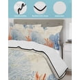 thumbnail image 4 of Quilts Twin Size Bedding Set, Orange Navy Blue Coral Lightweight Quilted Comforter, Summer Beach Coastal Retro Soft Reversible Bedspread Coverlet with Pillow Covers for All Season, 68" x 86", 4 of 7