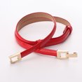 thumbnail image 3 of IQOGKRN Women's Slim Faux Leather Waist Belt with Rose Gold Metal Clasp Adjustable Decorative Skinny Cincher for Dresses Red One Size, 3 of 3