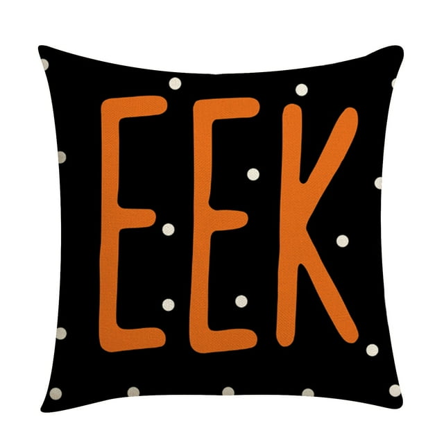 Halloween Striped Linen Pillow Cover Halloween Patterns Soft Durable Machine Washable for Home Living Room Sofa Decoration