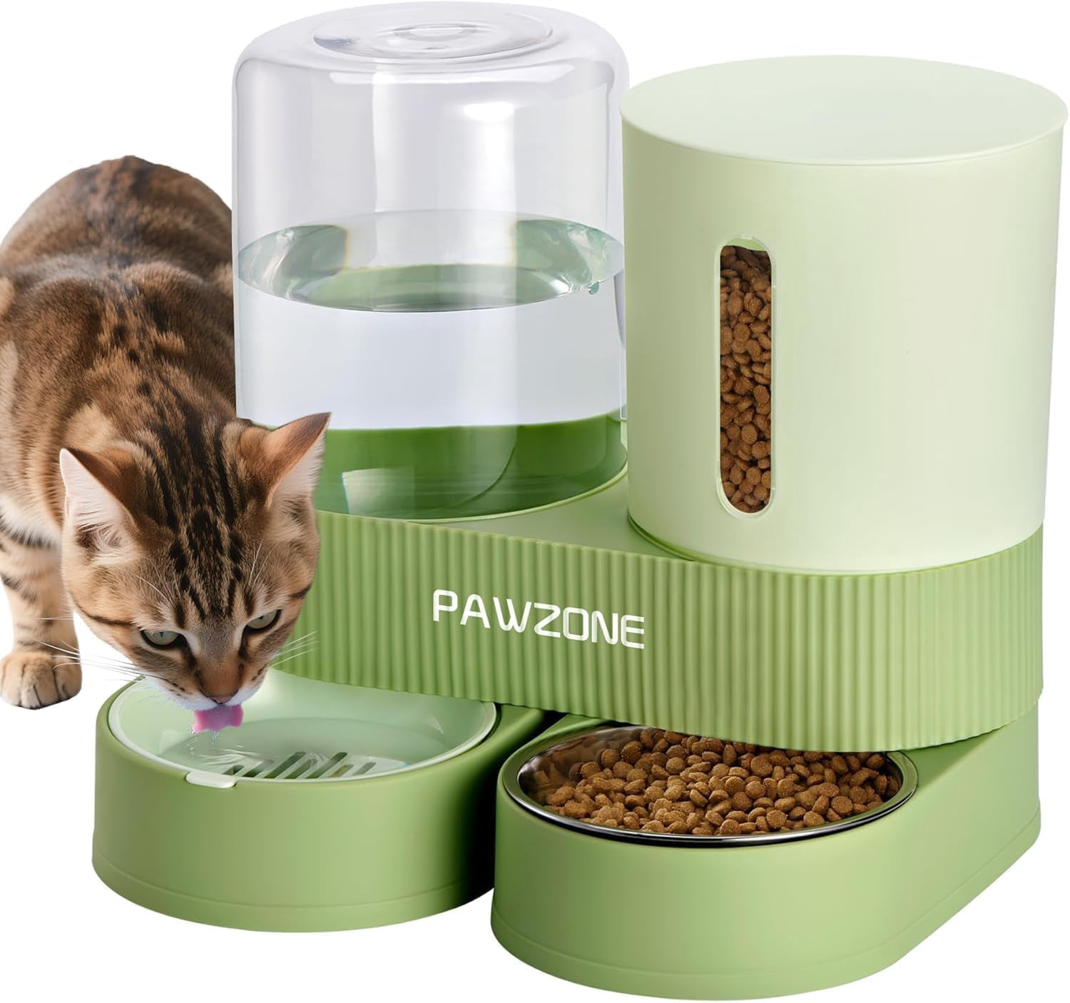 2 Pack Automatic Cat Feeder Stainless Steel Water Dispenser Gravity Food Feeder and Waterer Set with Pet Food Bowl for Small Medium Kitten Puppy Pets Large Capacity(Blue)