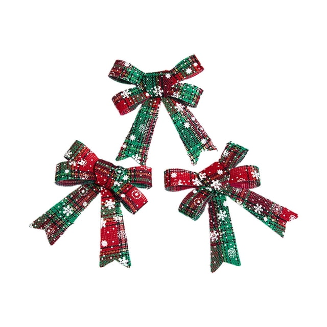 Adorno Para Árbol De Navidad Rojo A Cuadros Copo De Nieve Lazo Pequeño Decoración Navideña Colgante Material