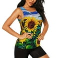 thumbnail image 2 of Xecao Landscape With Sunflowers print women's scoop neck, loose-fit workout tank tops for the gym., 2 of 9