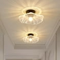 thumbnail image 5 of FSLiving RV Lotus Shape Wall Light Zipper Switch Glass 12V Retro Black RV Decorative Ceiling Light Hallway Light Fixtures Ceiling Mount, E26 E27 Industrial Semi Flush Mount for RV Camper, 5 of 5