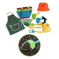 thumbnail image 1 of Herramientas de jardinería coloridas para niños, juguetes libre, guantes de , tenedor, lata de agua, de mano, delantal, divert 14 piezas, 1 of 8