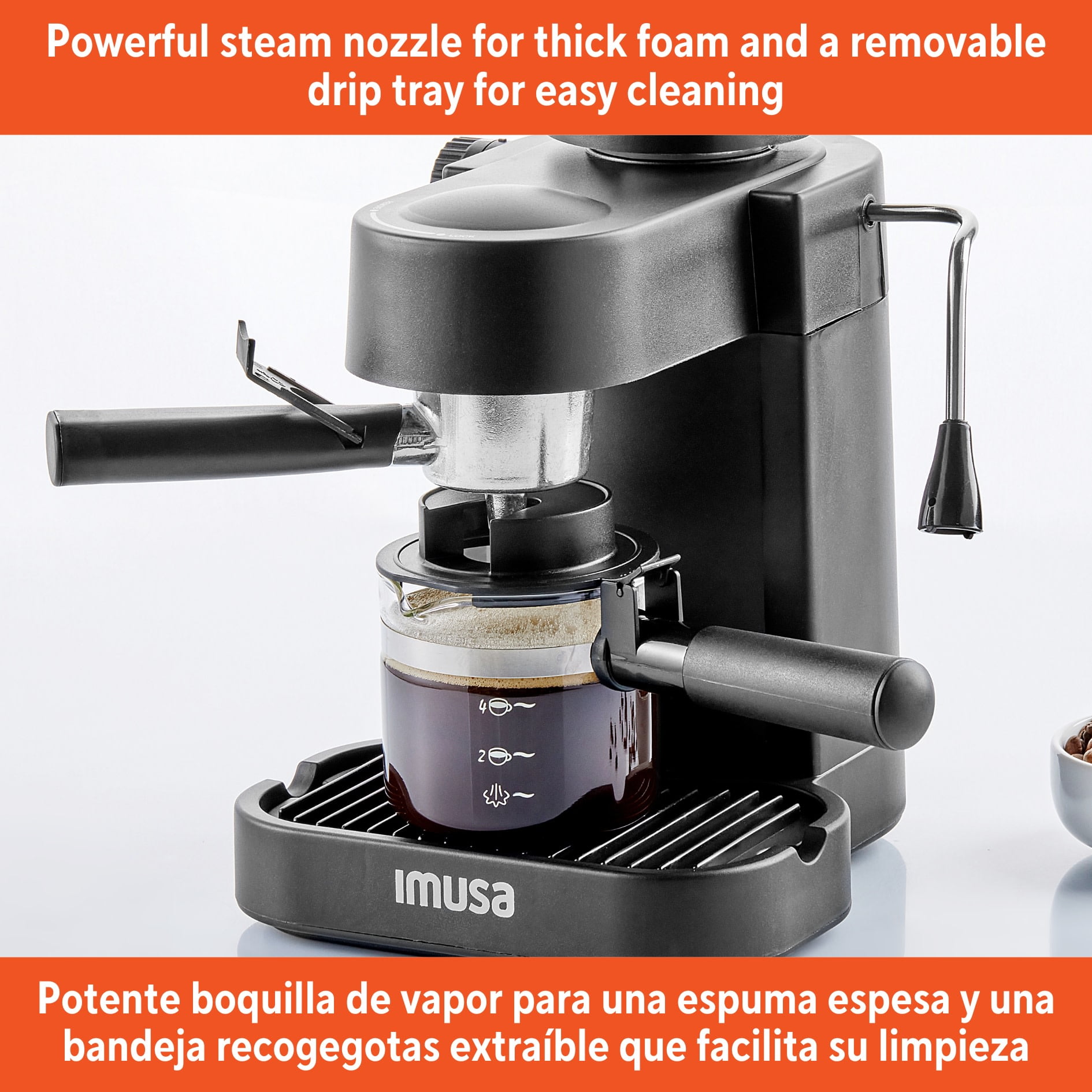 IMUSA 4cup Electric Espresso Cappuccino Maker, Black