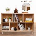 thumbnail image 4 of S-HOME Versatile Pine Wood Storage Cabinet with Fixed Shelves Natural Finish 7 Compartments  for Home or Office, 4 of 7