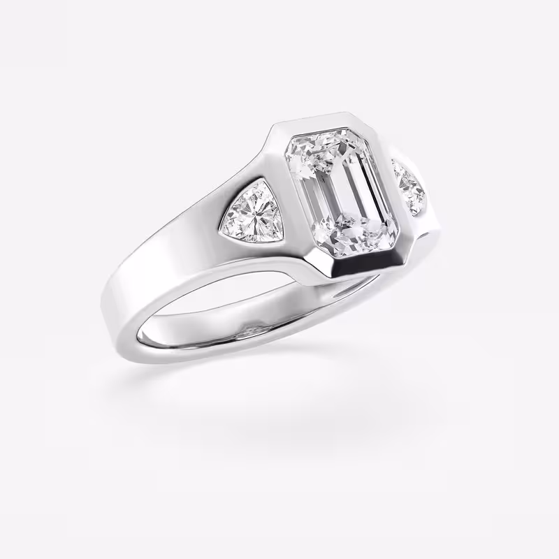thumbnail image 2 of Zoya Jewel Emerald Cut 1.5 Ct Diamond Ring - 14K White Gold Plated Anniversary Band - Women's Solitaire Bridal Ring - Engagement Occasion Gift Jewelry Set, 2 of 2