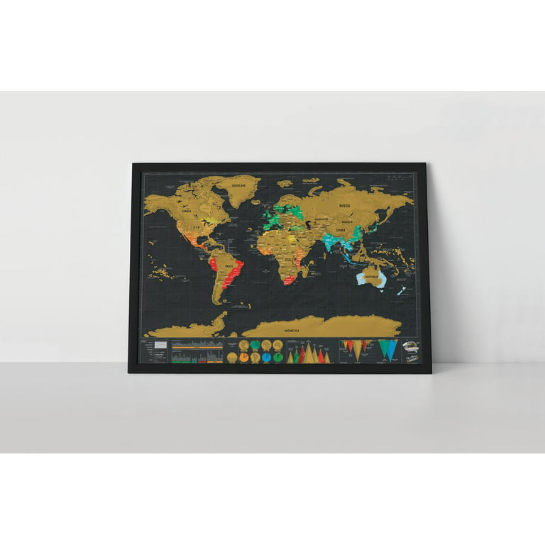  Luckies of London Scratch Off World Map Original Travel Size, Mini Travel Map To Track Travels, Scratch Art & World Map Wall Art For  Office Decor