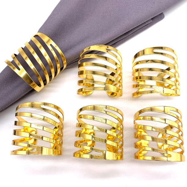 Soporte de anillos para servilletas, hebilla, toalla de boda, fiesta, cocina, decoración de cena (dorado), 6 uds. Rojo Verde Cocina, Decoración y Otros