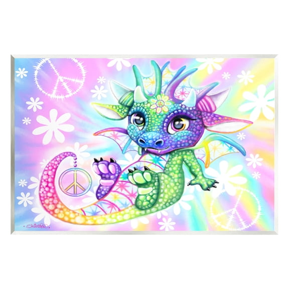 Stupell Industries Groovy Dragon Pattern Fairy Tales & Fantasy Painting Unframed Art Print Wall Art, 15 x 10
