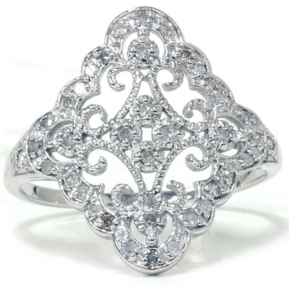 Pompeii 1/5ct Vintage Diamond Ring 10K White Gold (G/H,I2-I3)