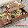 thumbnail image 4 of FDW Lift Top Coffee Table with Storage Shelf Hidden Compartment,Brown, 4 of 8