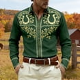 thumbnail image 2 of JAJAHO Button Up Shirts Men Cowboy Long Sleeve Ethnic Style Print Collared Retro Casual Slim Fit Shirt For Men Cozy Tops, 2 of 4