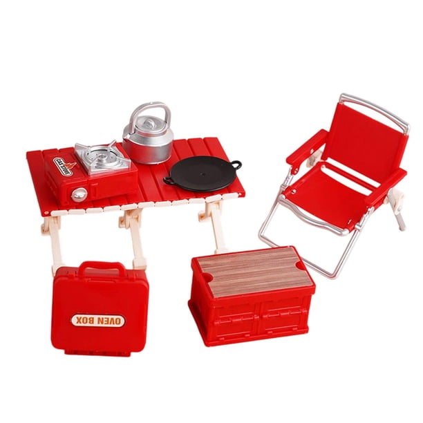 Mini juego de picnic y camping para exteriores con silla plegable. Incluye silla plegable. rojo