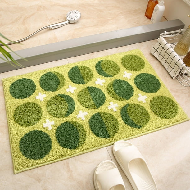 Xihbxyly Alfombra de Poliéster Verde, Antideslizante y Absorbente, con Un Bonito Estampado, Fácil de Limpiar, Práctica Alfombrilla para Baño, Un Artículo Esencial para El Hogar.