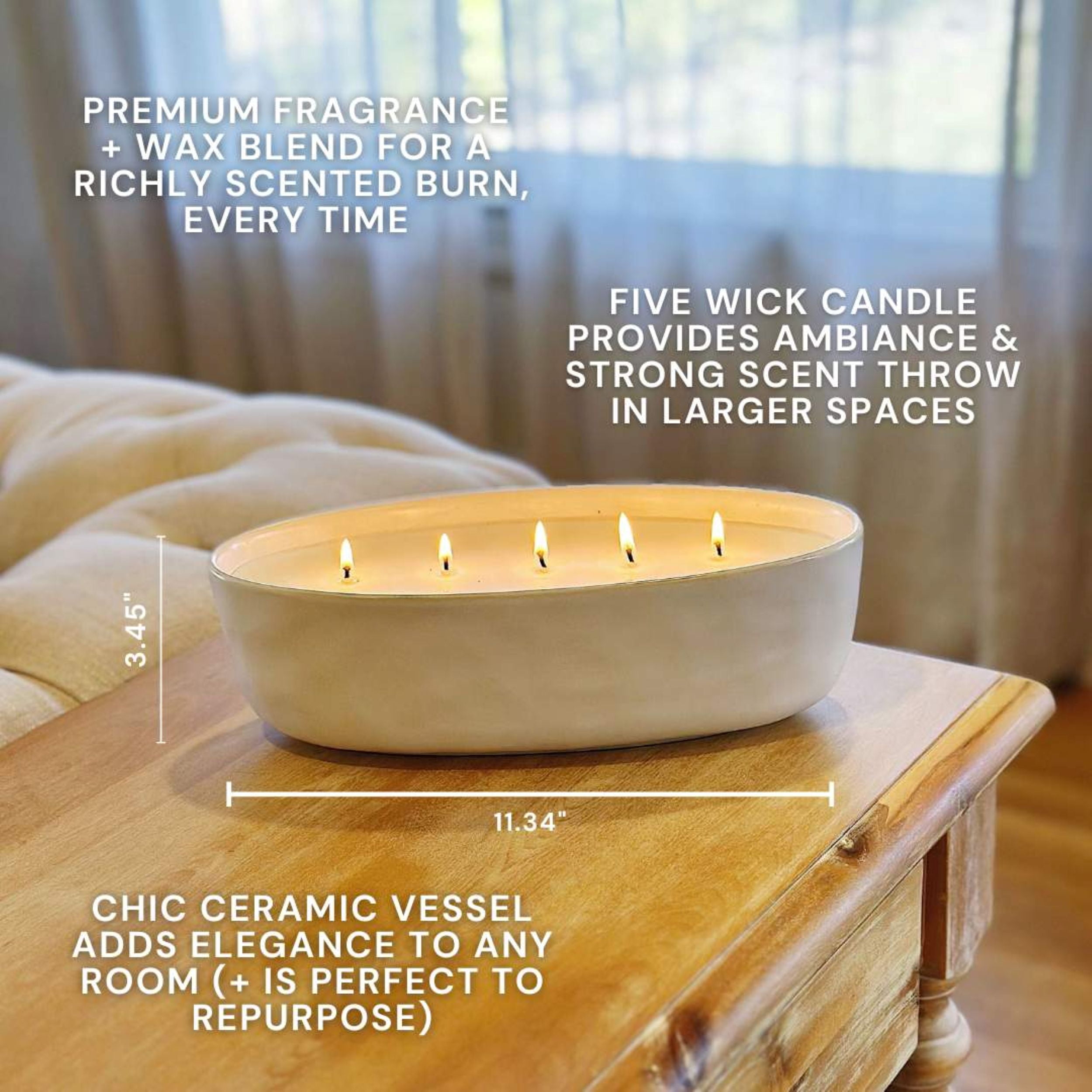 Better Homes & Gardens Caribbean Sea Breeze 5-Wick 40.5 oz Oversized Ceramic Candle, White